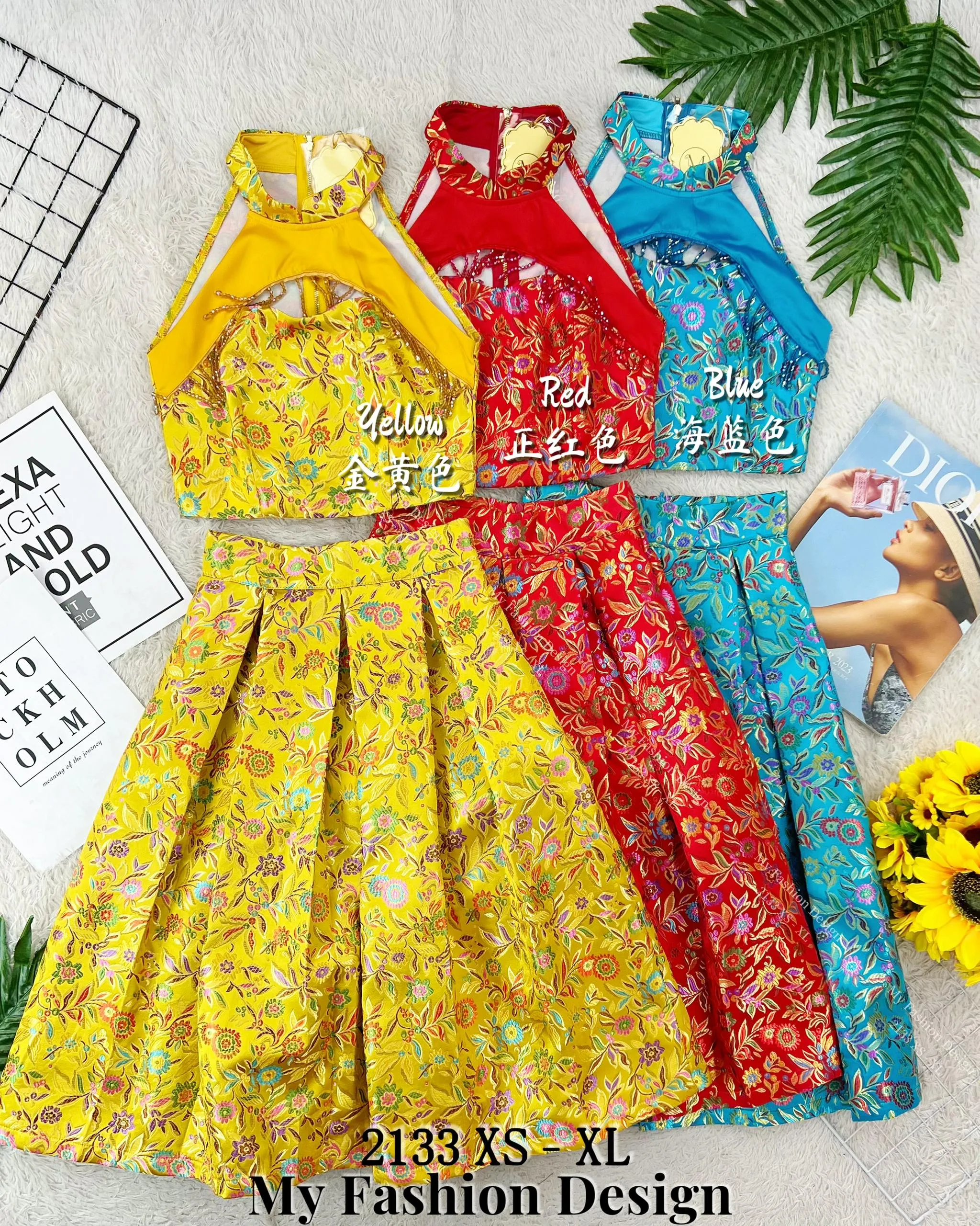 🔥金卡独家爆款🔥高品质提花款旗袍套装 上衣 ➕ 裙子 RM159 Only🌸 （2-T1）