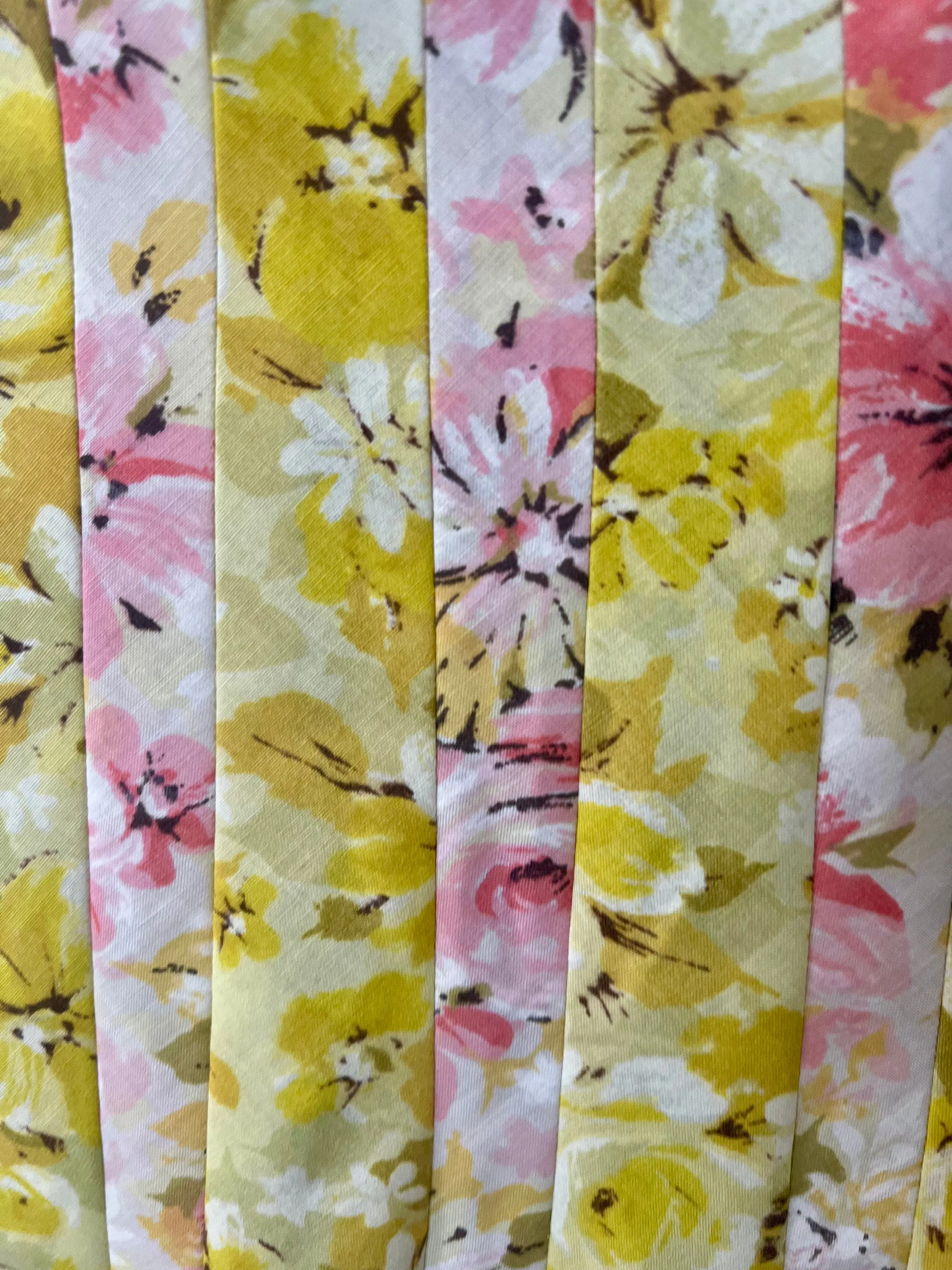 00’s Multi Patch Panel Revival Yellow & Pink 60’s Floral Print Skirt