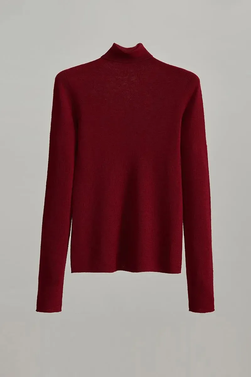 100 Merino Wool Seamless Knit Turtle Neck Sweater