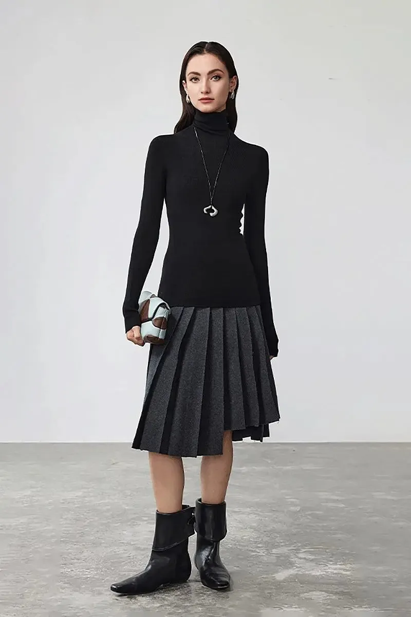 100 Merino Wool Seamless Knit Turtle Neck Sweater