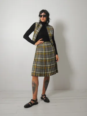 1950's Tartan Plaid Wool Skirt & Vest