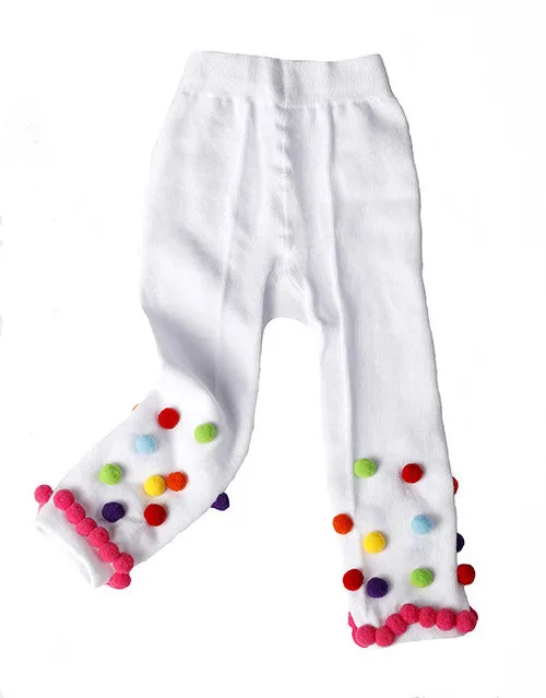 #200 White Pom Pom Leggings