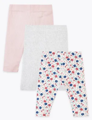 3 Pack Cotton Rich Floral Leggings