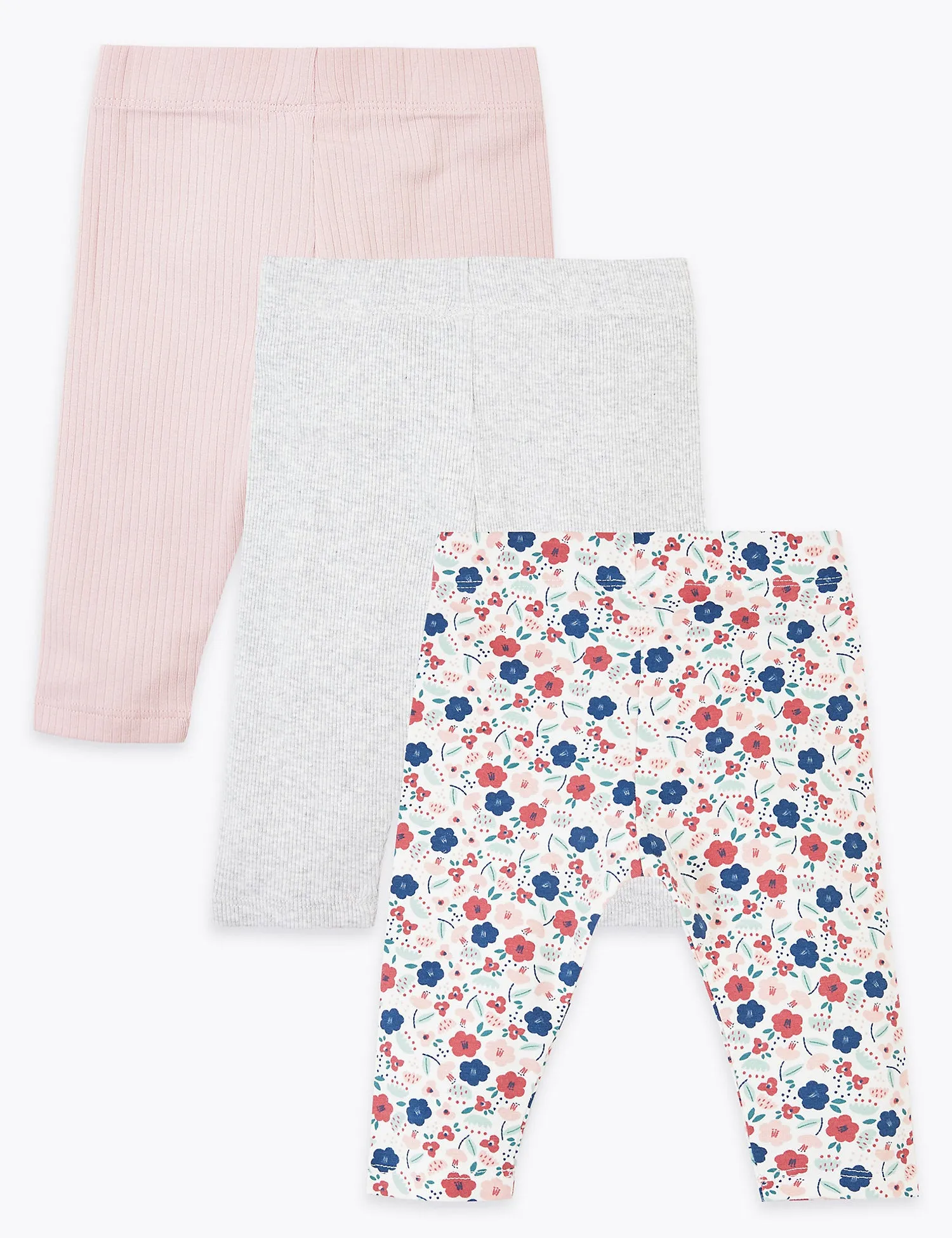 3 Pack Cotton Rich Floral Leggings