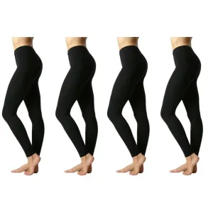 4-Pack: Women's Premium Cotton Full Length Leggings