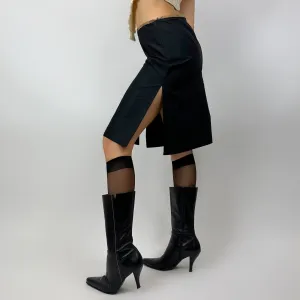 90’s Chic Slitted Low Rise Midi Skirt (S)