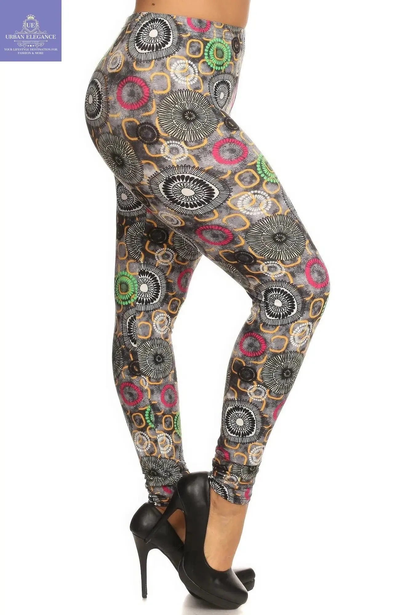 Abstract Print Plus Size Leggings