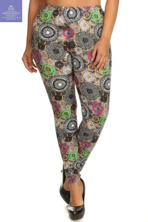 Abstract Print Plus Size Leggings