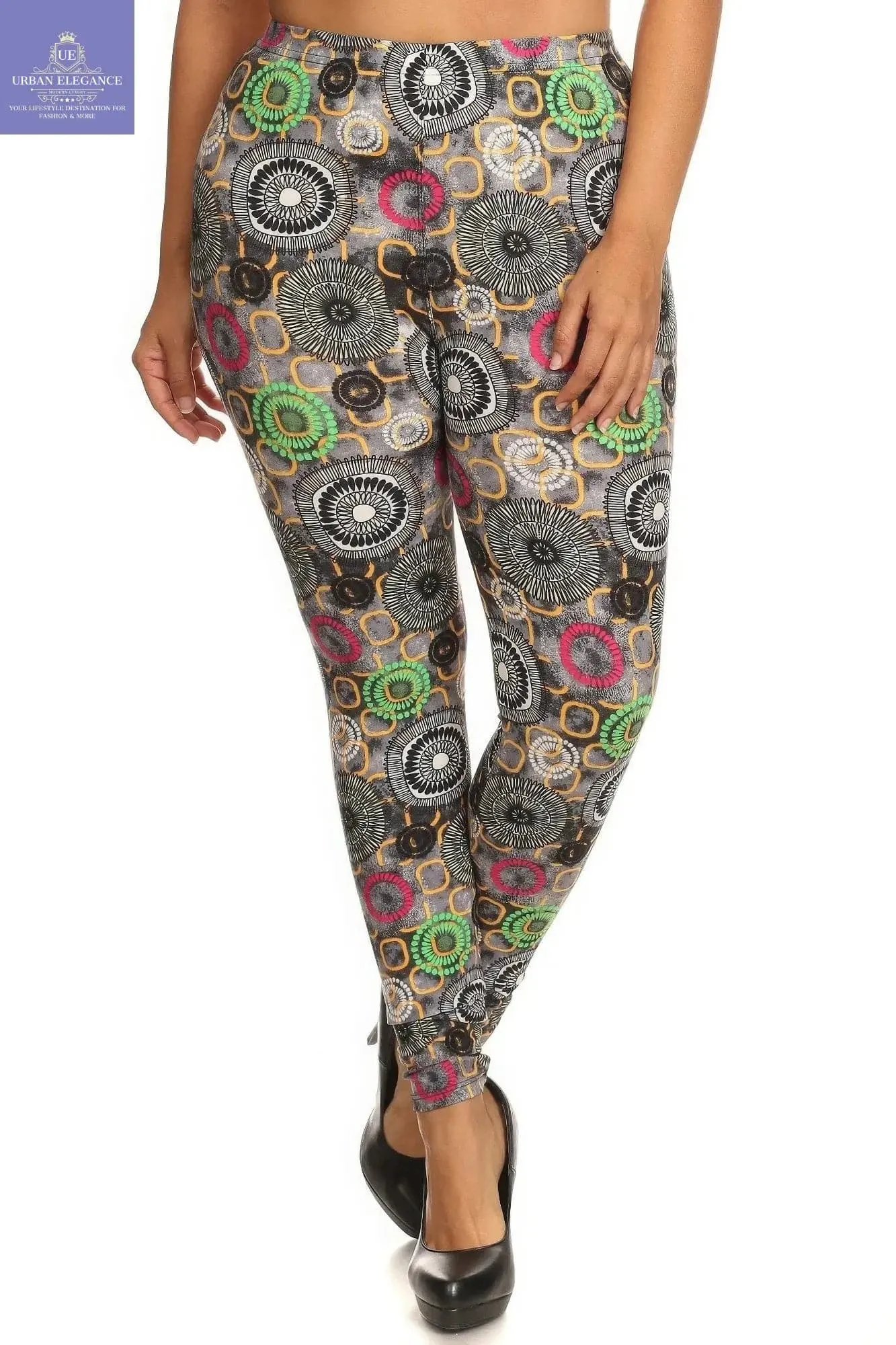 Abstract Print Plus Size Leggings