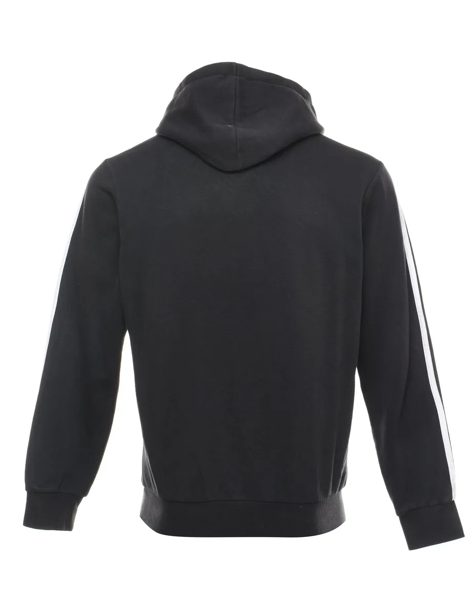 Adidas Black & White Three Stripe Hooded Sweatshirt - S