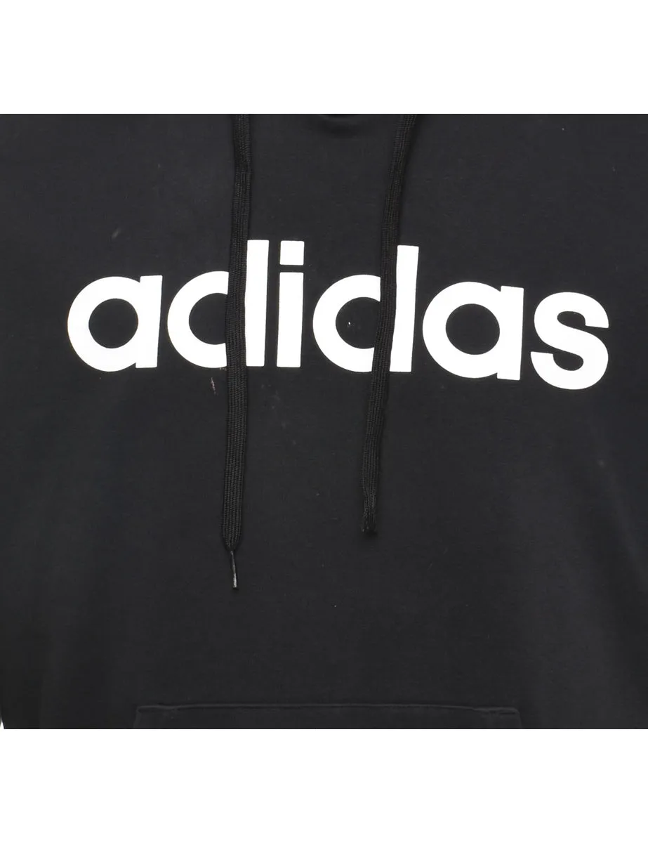Adidas Black & White Three Stripe Hooded Sweatshirt - S