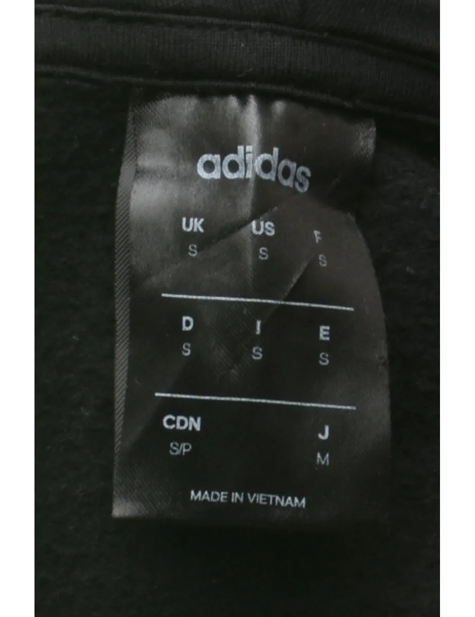 Adidas Black & White Three Stripe Hooded Sweatshirt - S