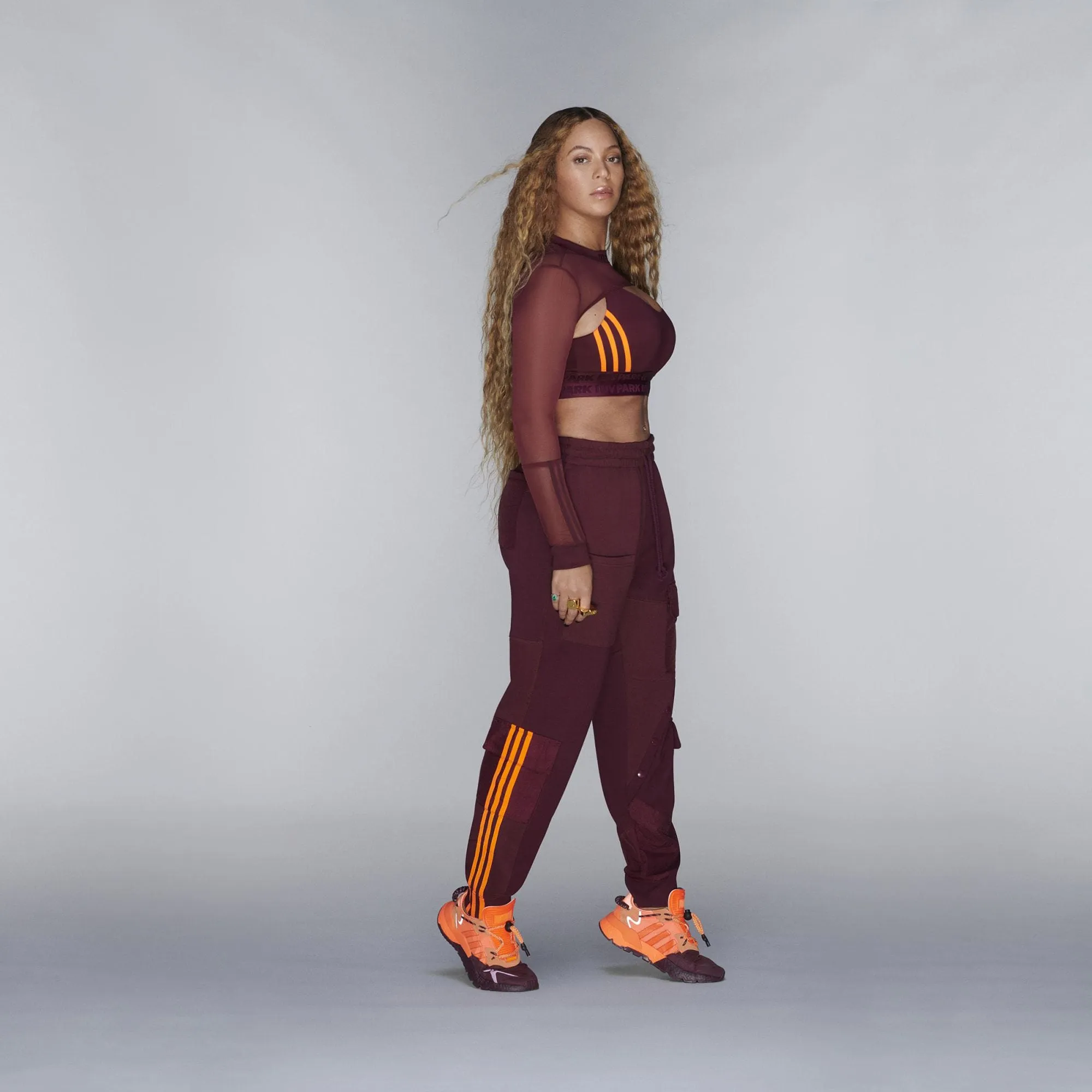 adidas Ivy Park Cargo Sweatpants Maroon/Solar Orange