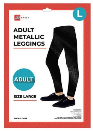 Adult Black Metallic Leggings - Large