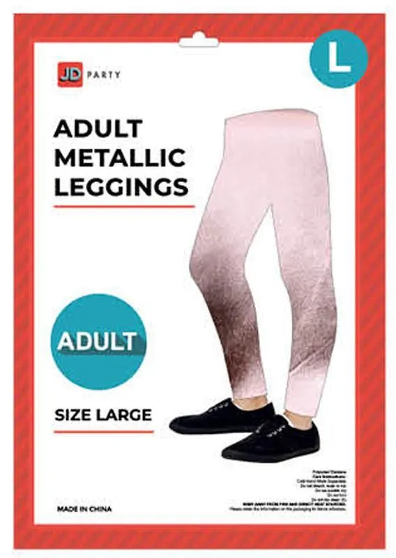 Adult Rose Gold Metallic Leggings - Large