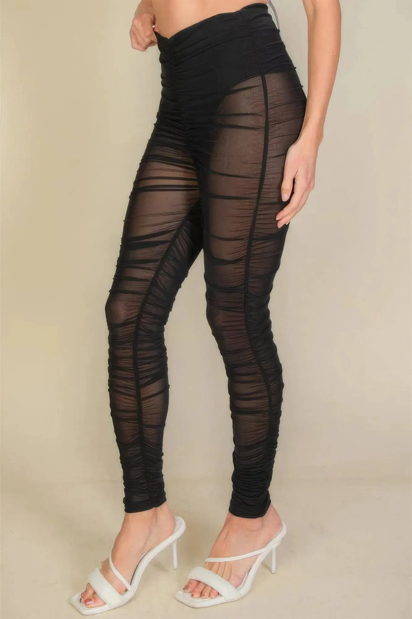 Alluring Ruched Mesh Leggings