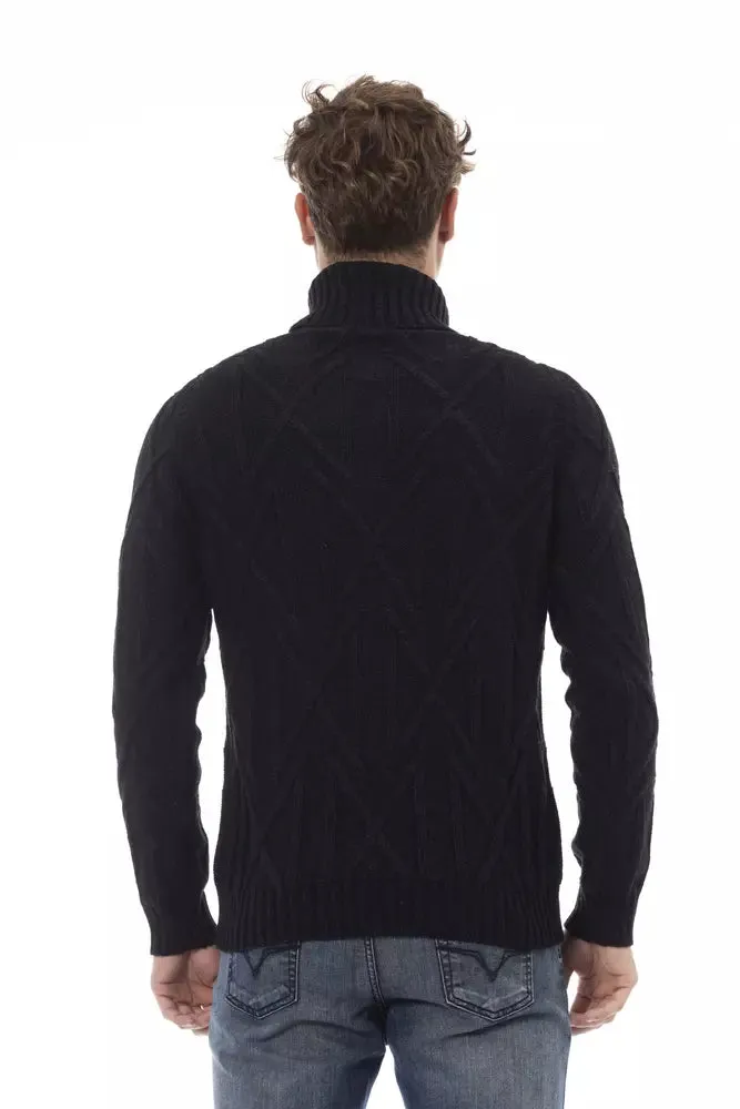 Alpha Studio Black Merino Wool Sweater