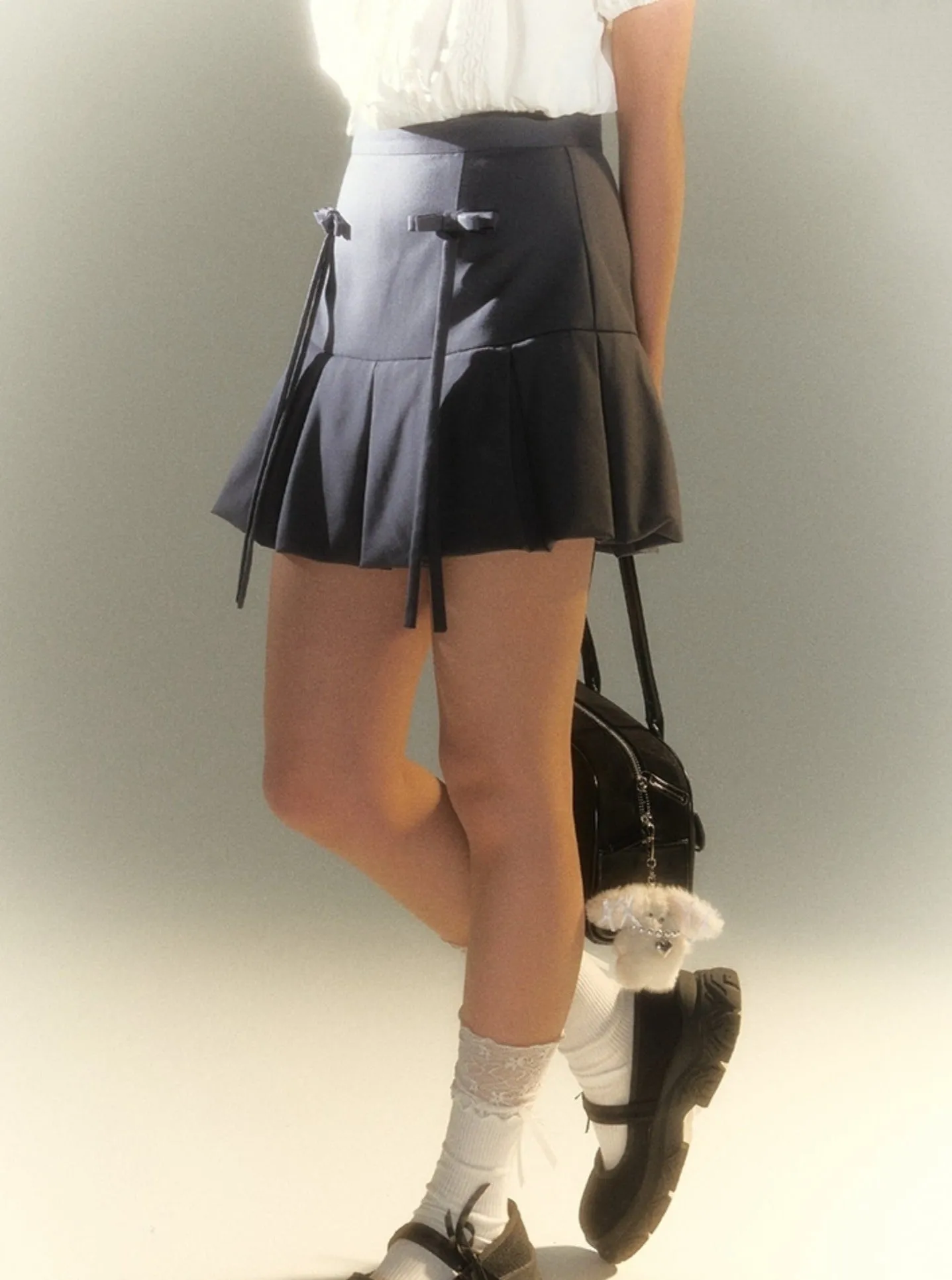 Anti-Wear Bow Pleated Skirt