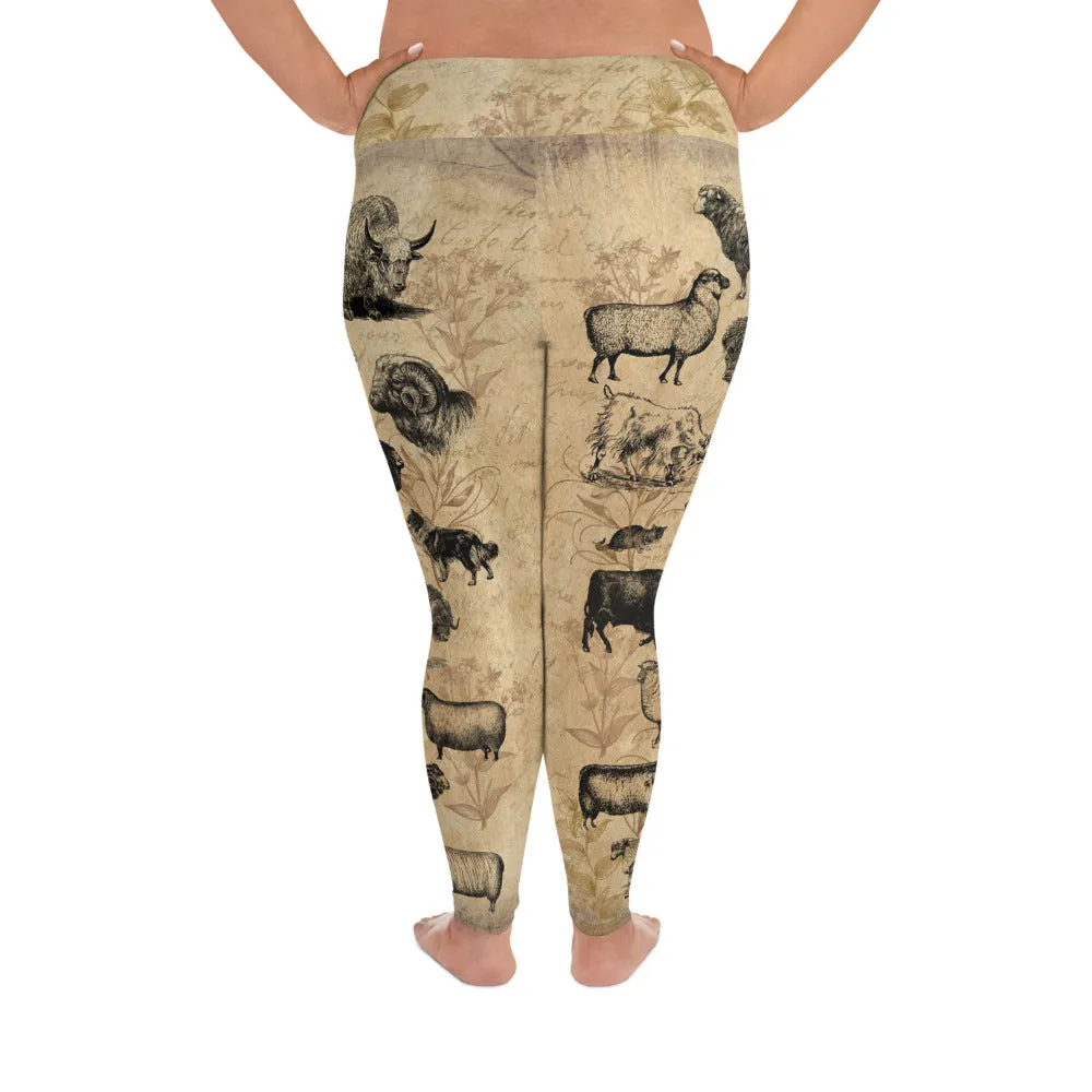 Antique Animals Plus Size Leggings