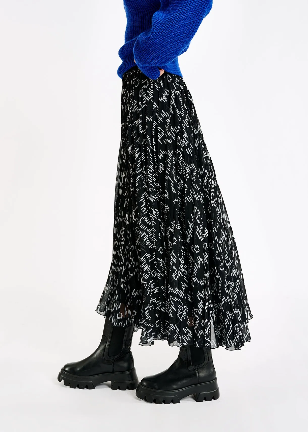 Atelevision plissé midi skirt