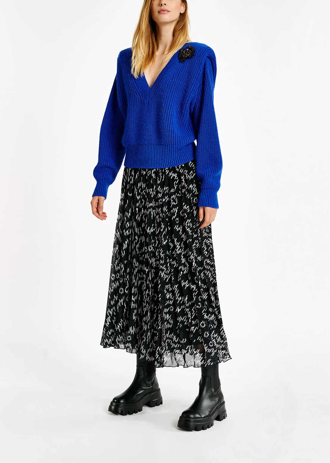 Atelevision plissé midi skirt