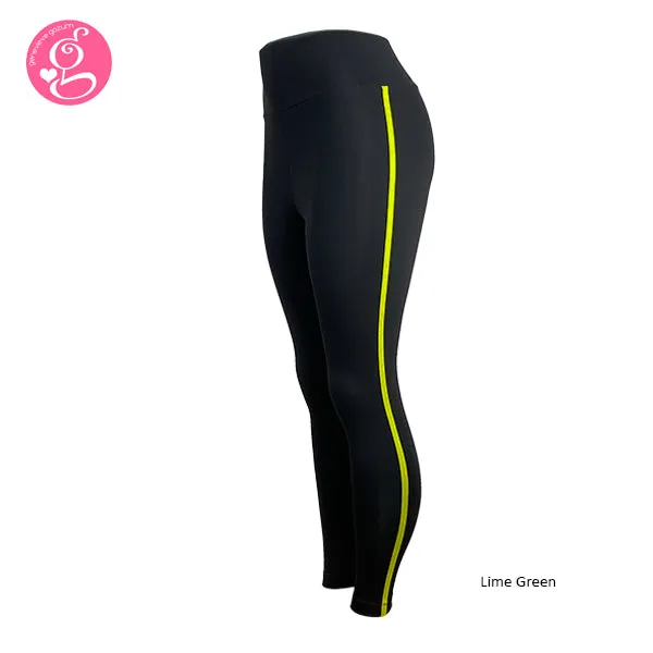 Athletic Leggings With Front Pocket & Side Stripe