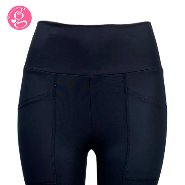 Athletic Leggings With Front Pocket & Side Stripe