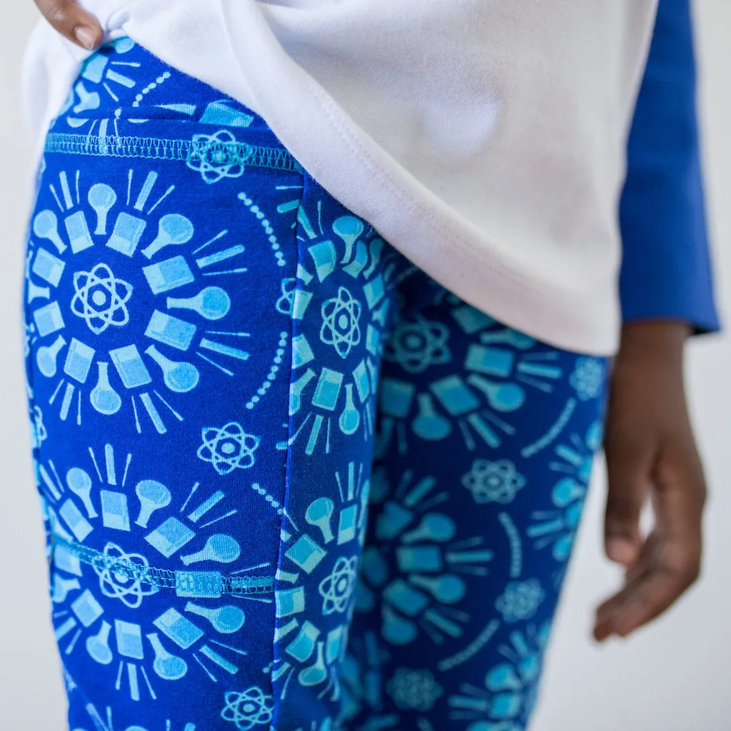 “Atomic Flurry” Science Snowflakes Leggings with Pockets