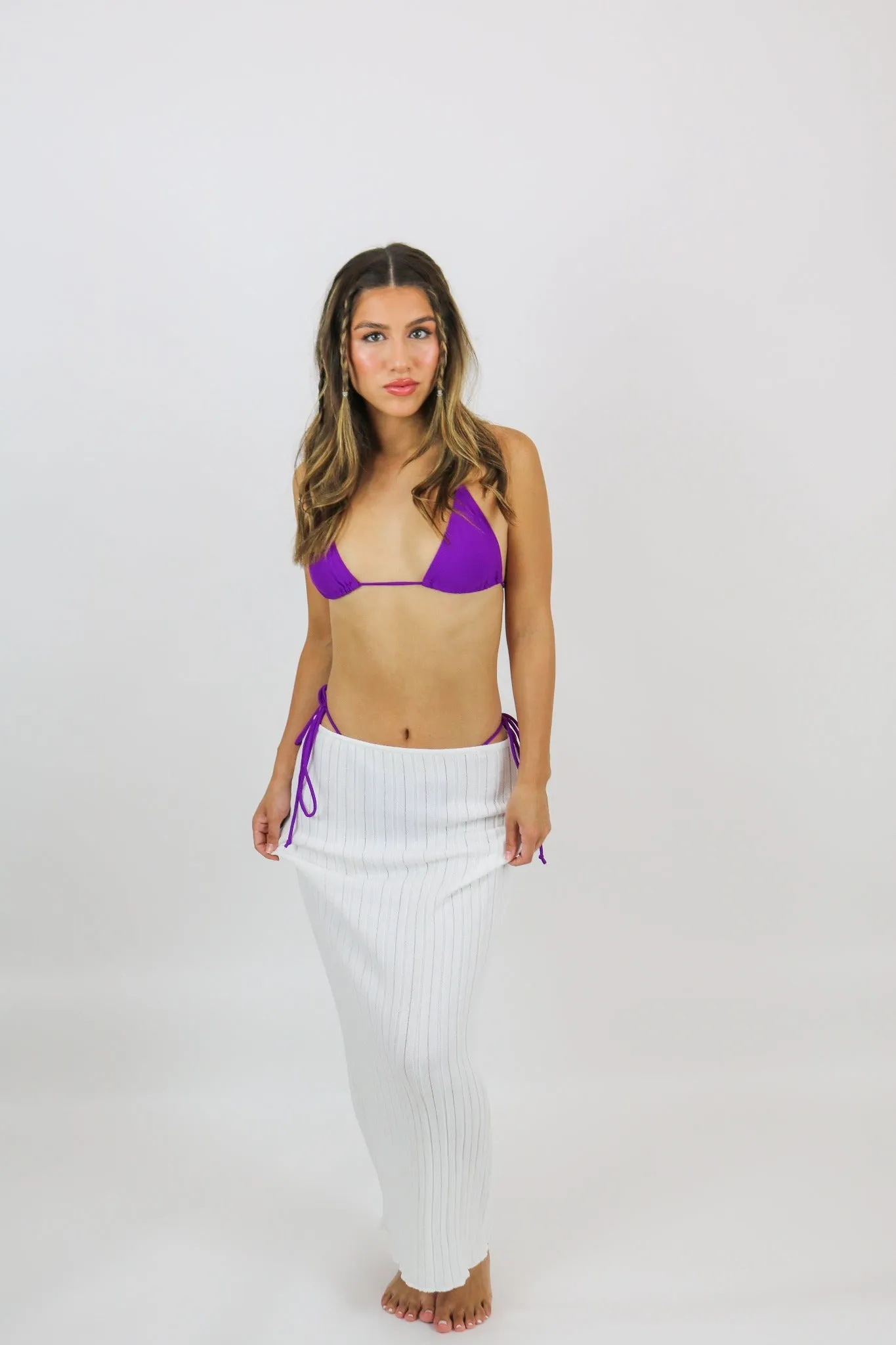 Baha Ribbed Skirt | White