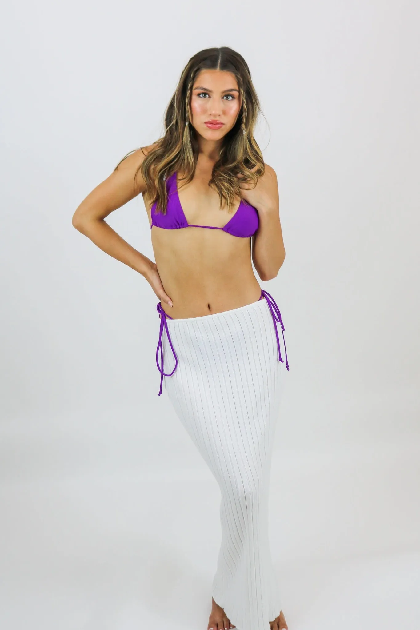 Baha Ribbed Skirt | White