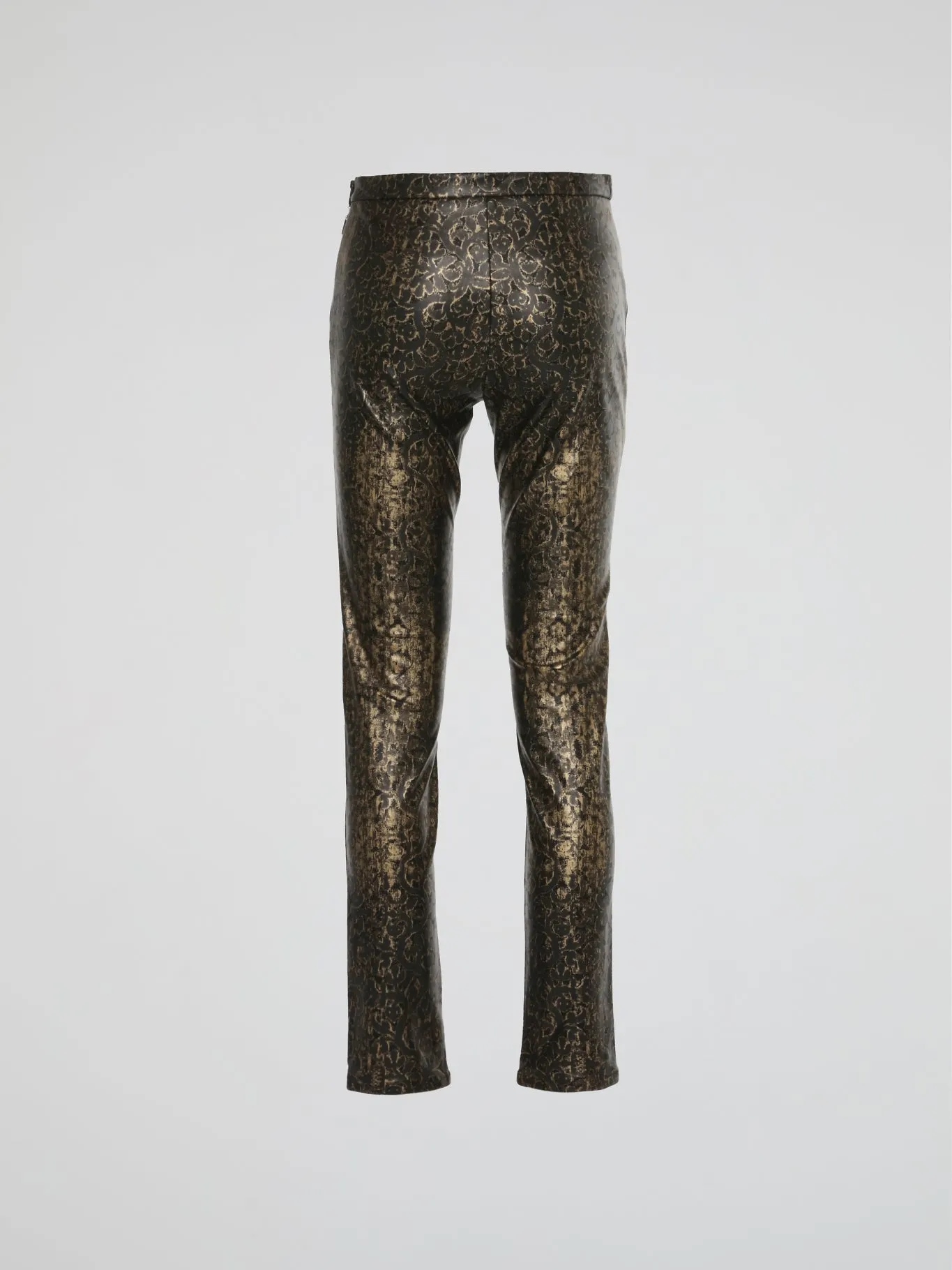 Baroque Print Leather Leggings
