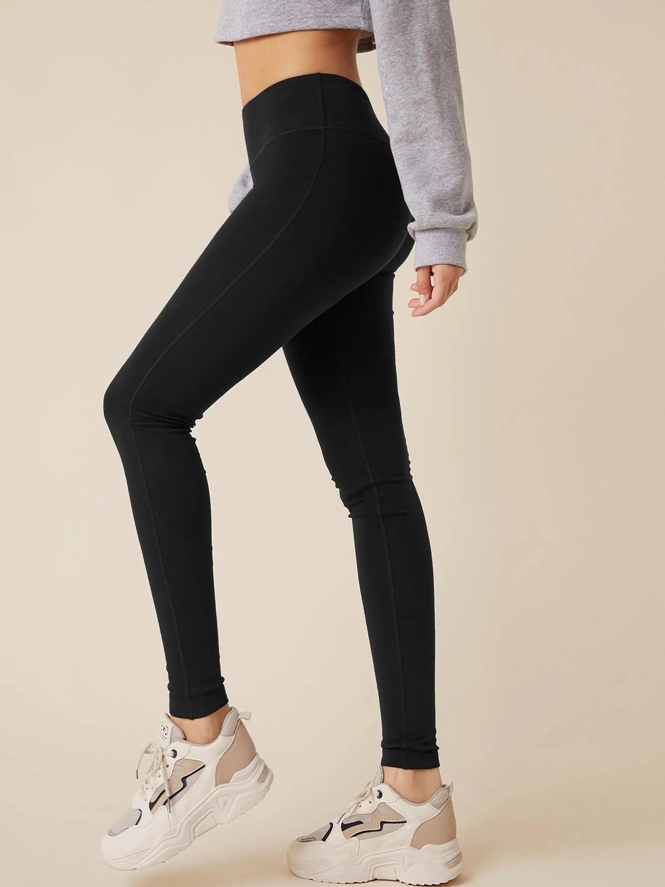 BASICS Wide Waistband Solid Leggings