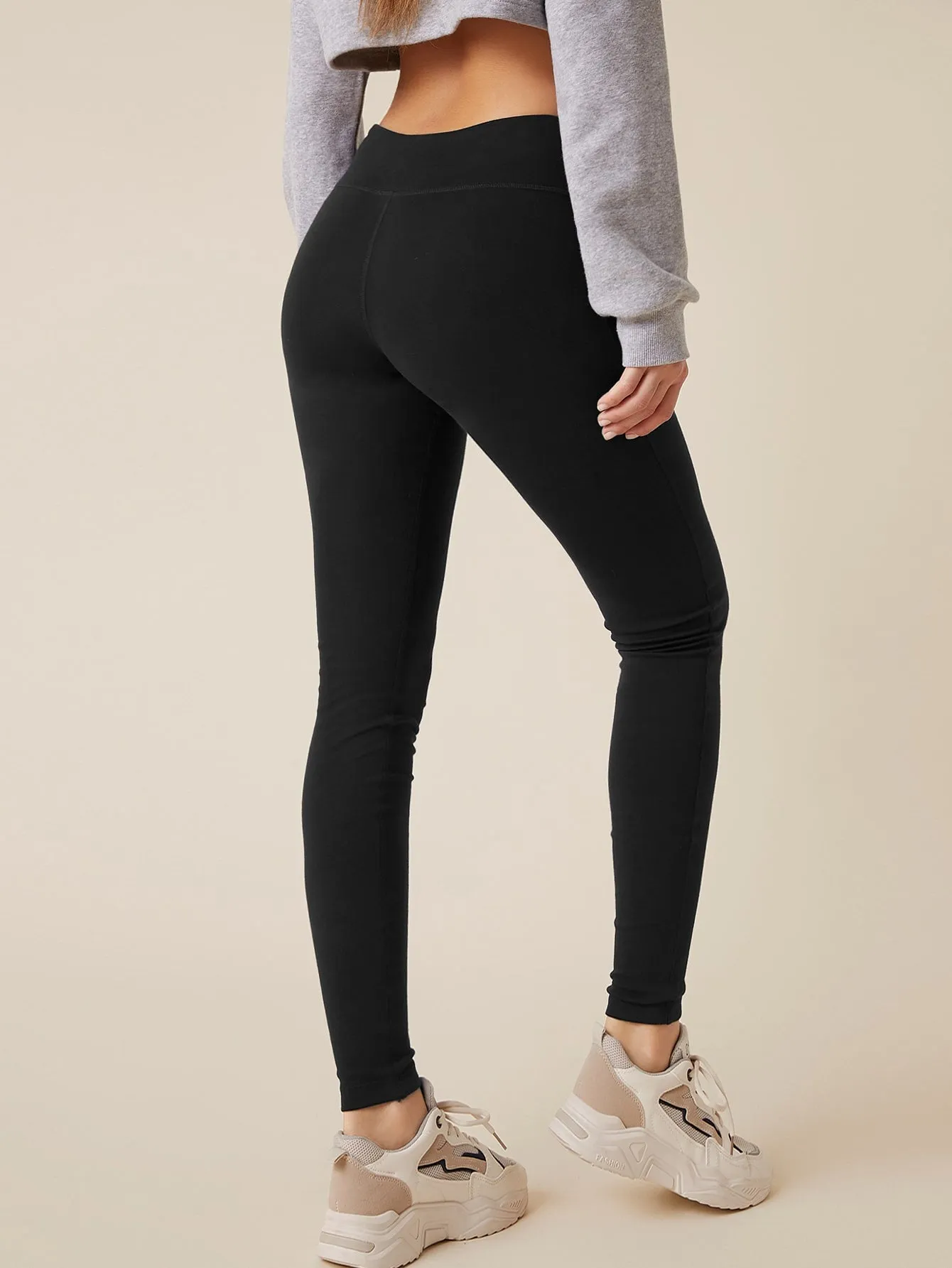 BASICS Wide Waistband Solid Leggings