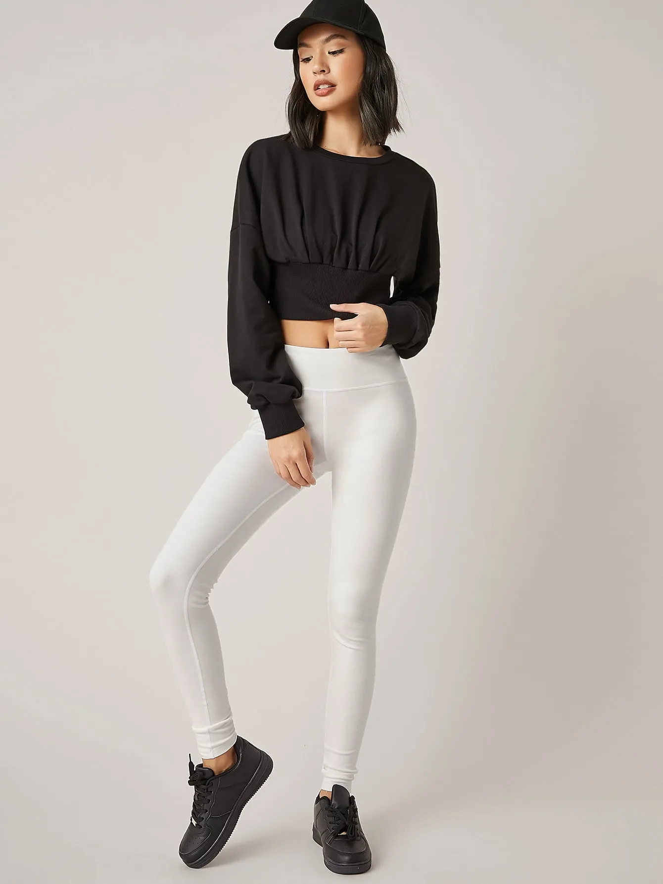 BASICS Wide Waistband Solid Leggings