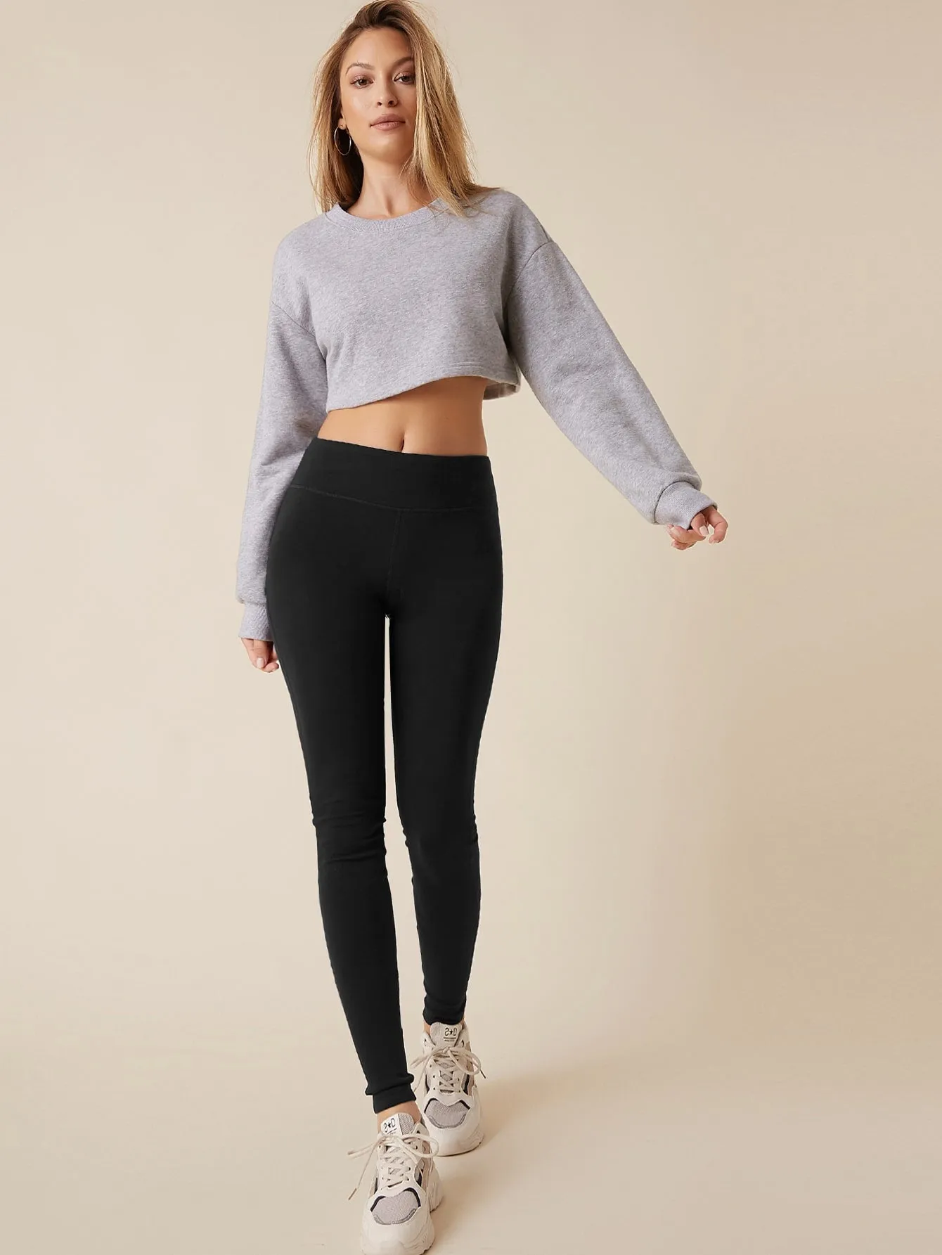 BASICS Wide Waistband Solid Leggings