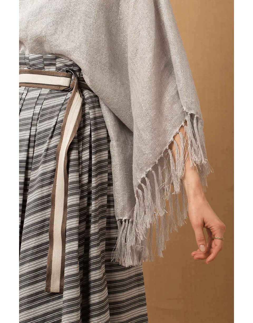 Beige Fringe Poncho