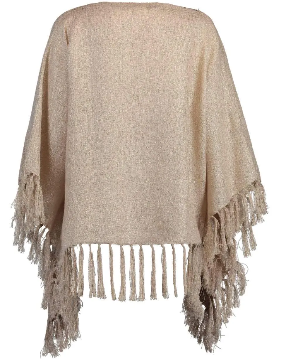Beige Fringe Poncho