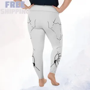 Black and White Spooky Spider Plus Size Leggings for Halloween