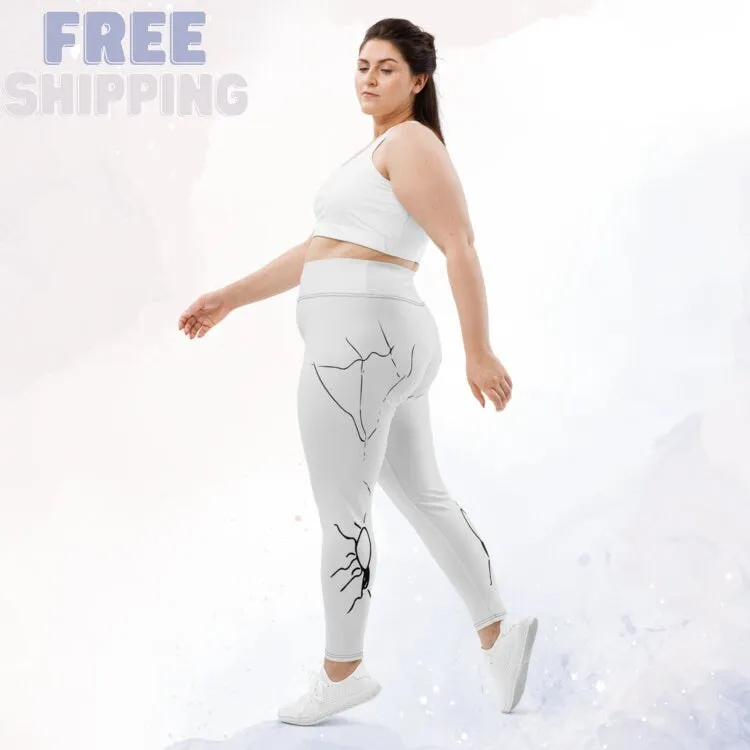 Black and White Spooky Spider Plus Size Leggings for Halloween
