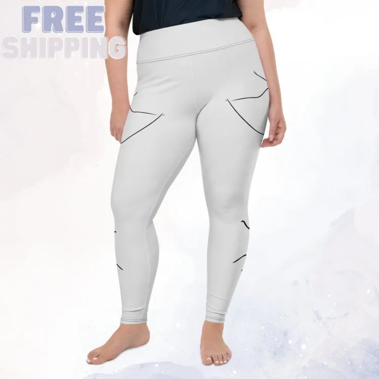 Black and White Spooky Spider Plus Size Leggings for Halloween