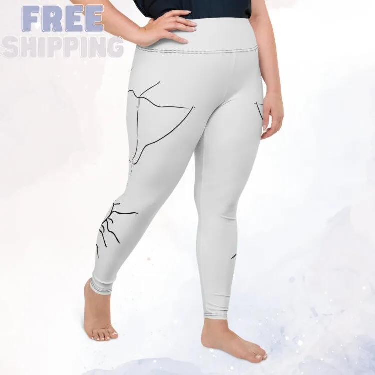 Black and White Spooky Spider Plus Size Leggings for Halloween