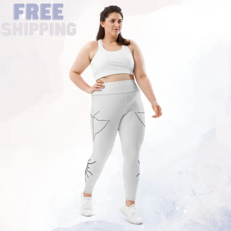 Black and White Spooky Spider Plus Size Leggings for Halloween