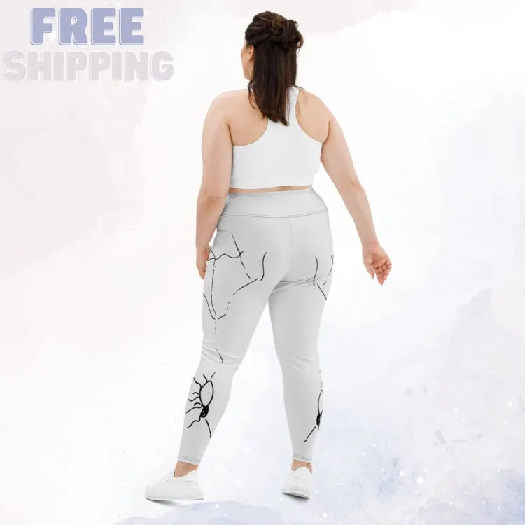 Black and White Spooky Spider Plus Size Leggings for Halloween