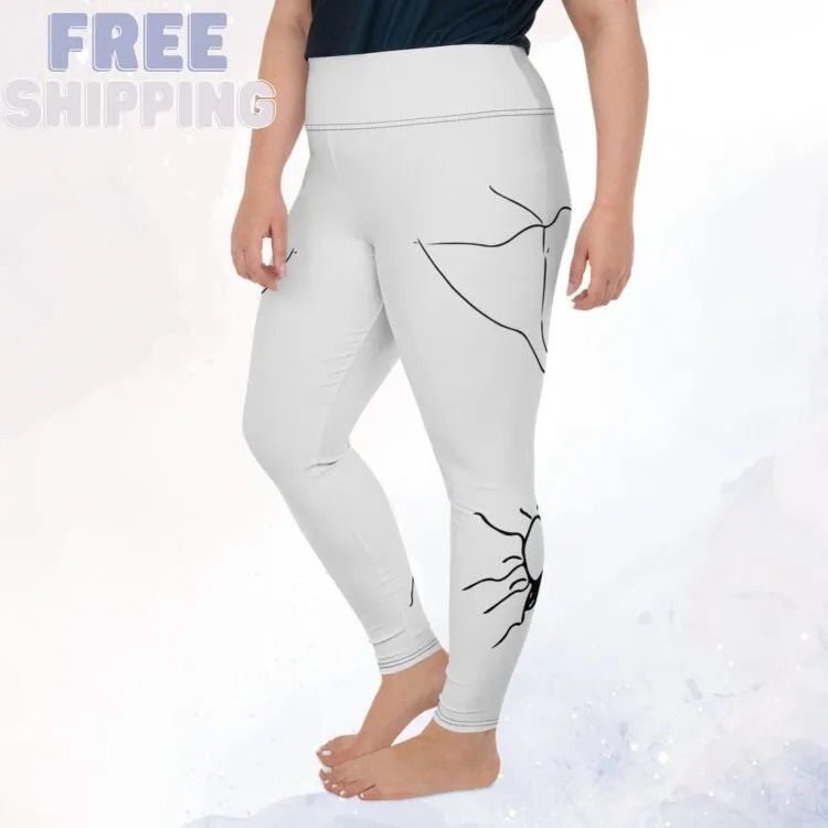 Black and White Spooky Spider Plus Size Leggings for Halloween