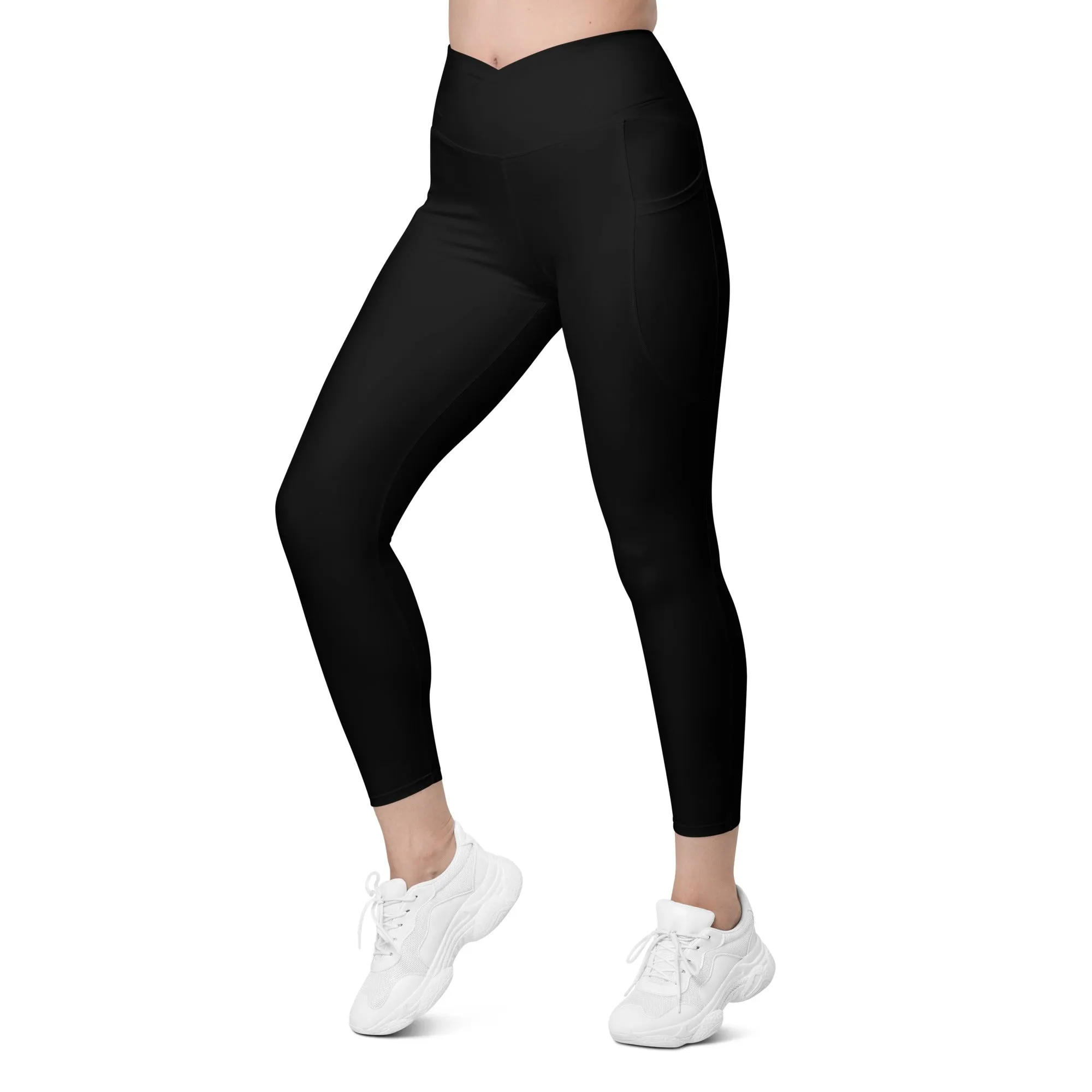 Black Crossover leggings with pockets, lioness-love