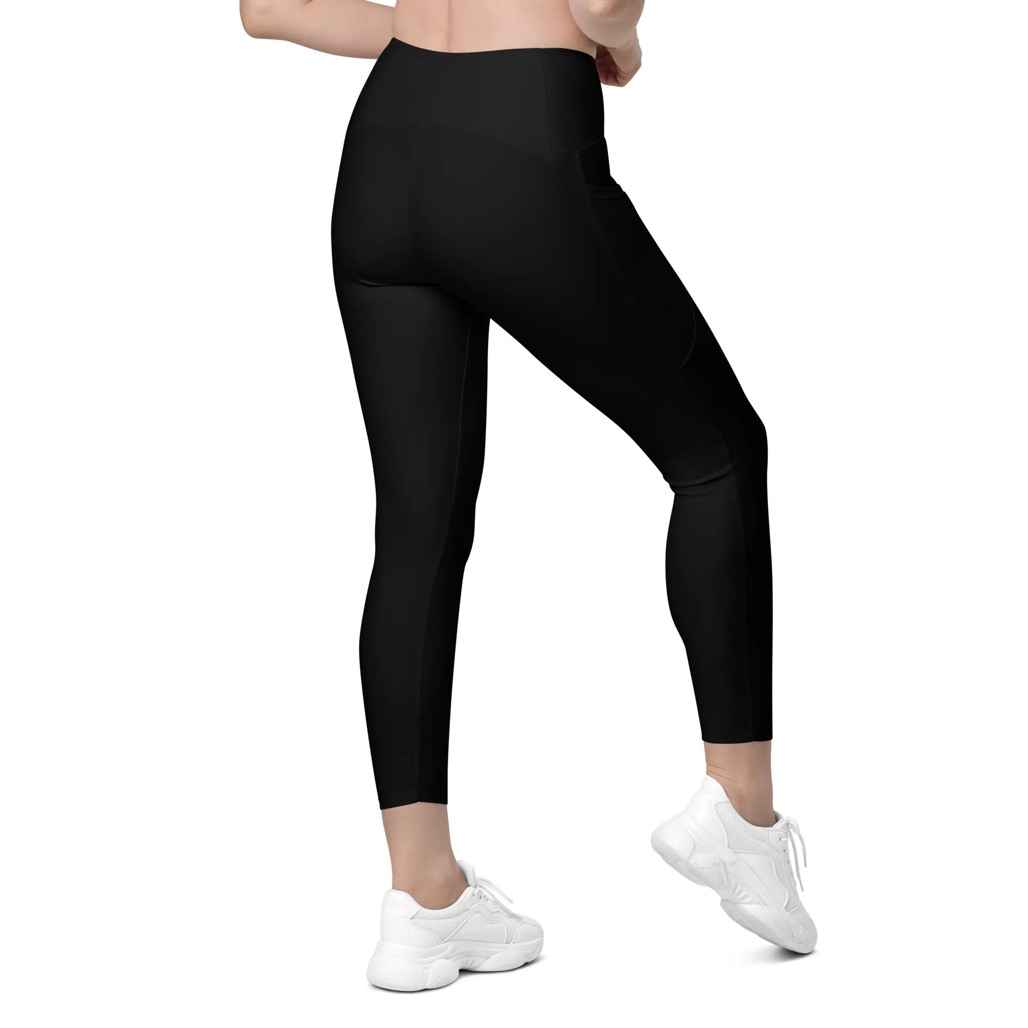 Black Crossover leggings with pockets, lioness-love
