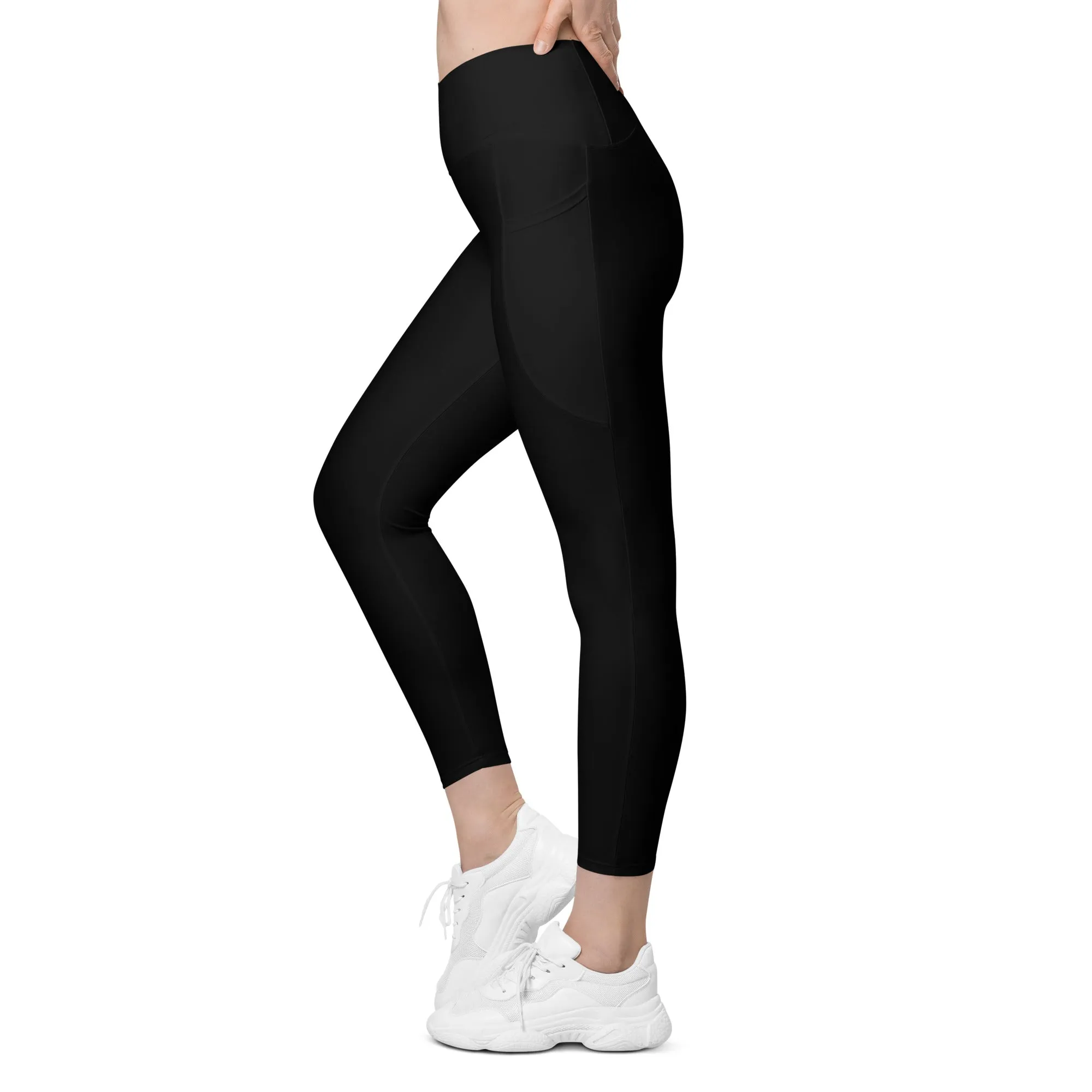 Black Crossover leggings with pockets, lioness-love