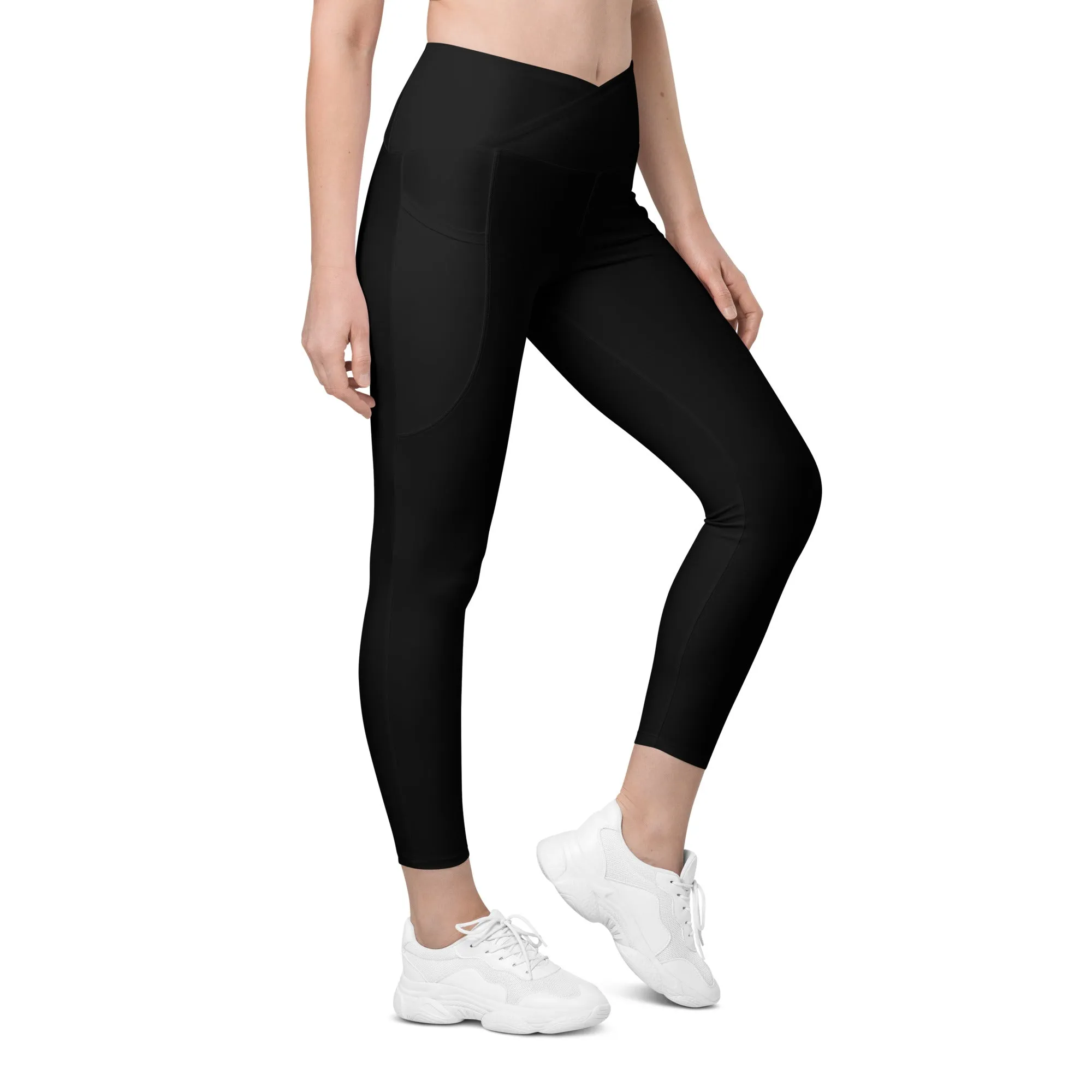 Black Crossover leggings with pockets, lioness-love