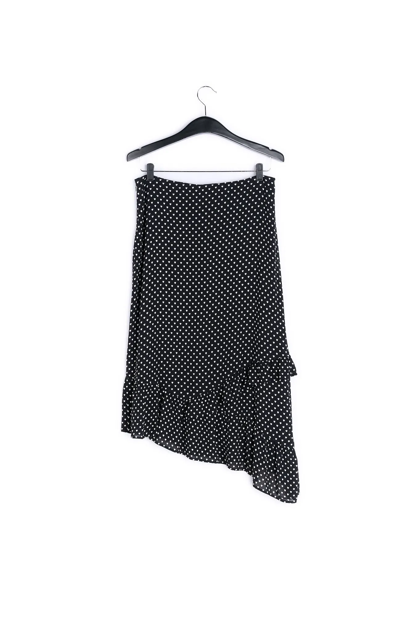 black polkadot-print midi skirt