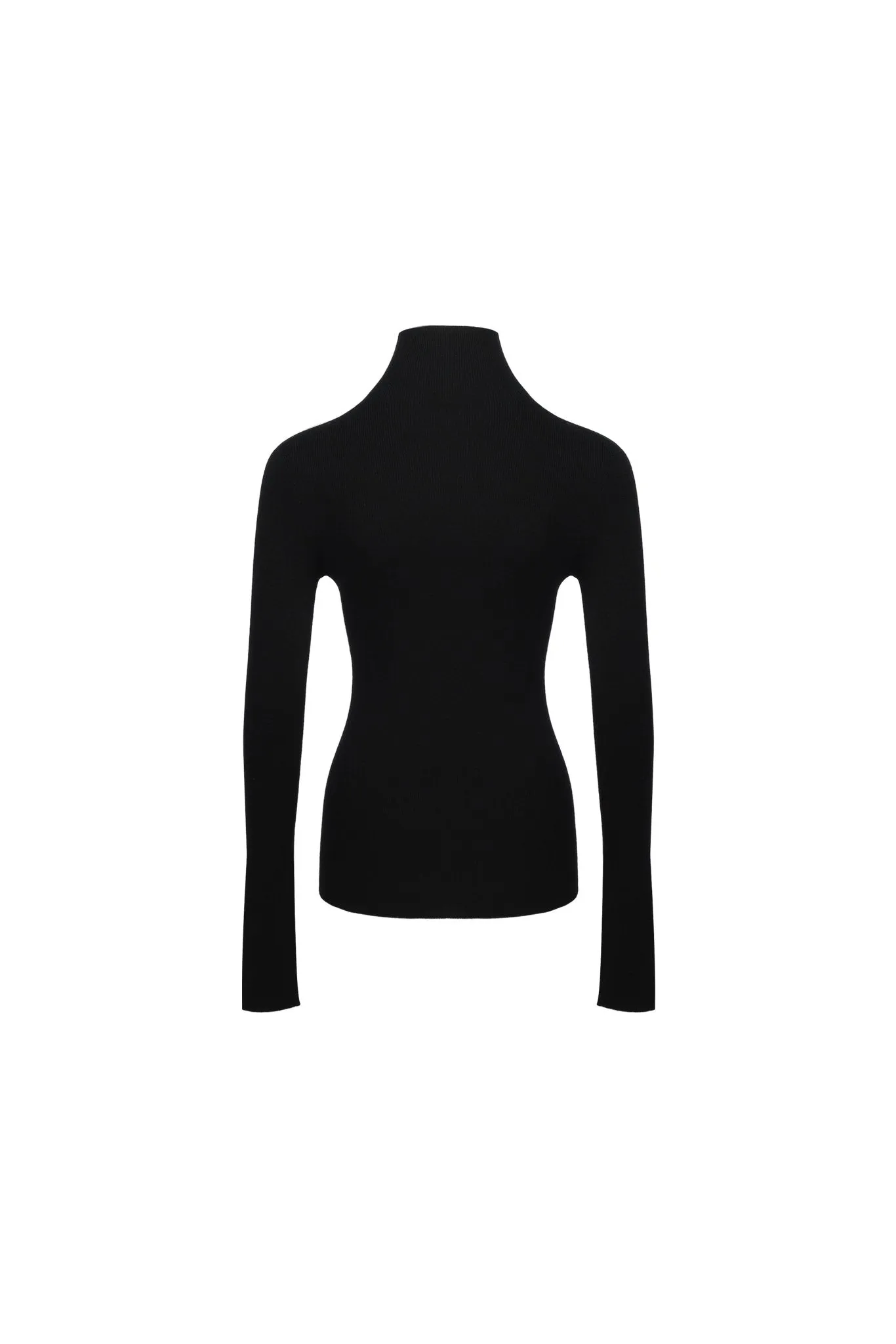 Black Pullover Half-turtleneck Knit T-shirt